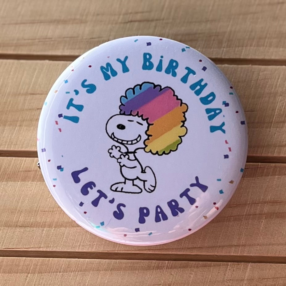 Large handmade birthday pin badges by Pretty Paper Pirates