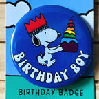 Retro Snoopy Birthday Boy Pin - Colourful Cartoon Party Badge