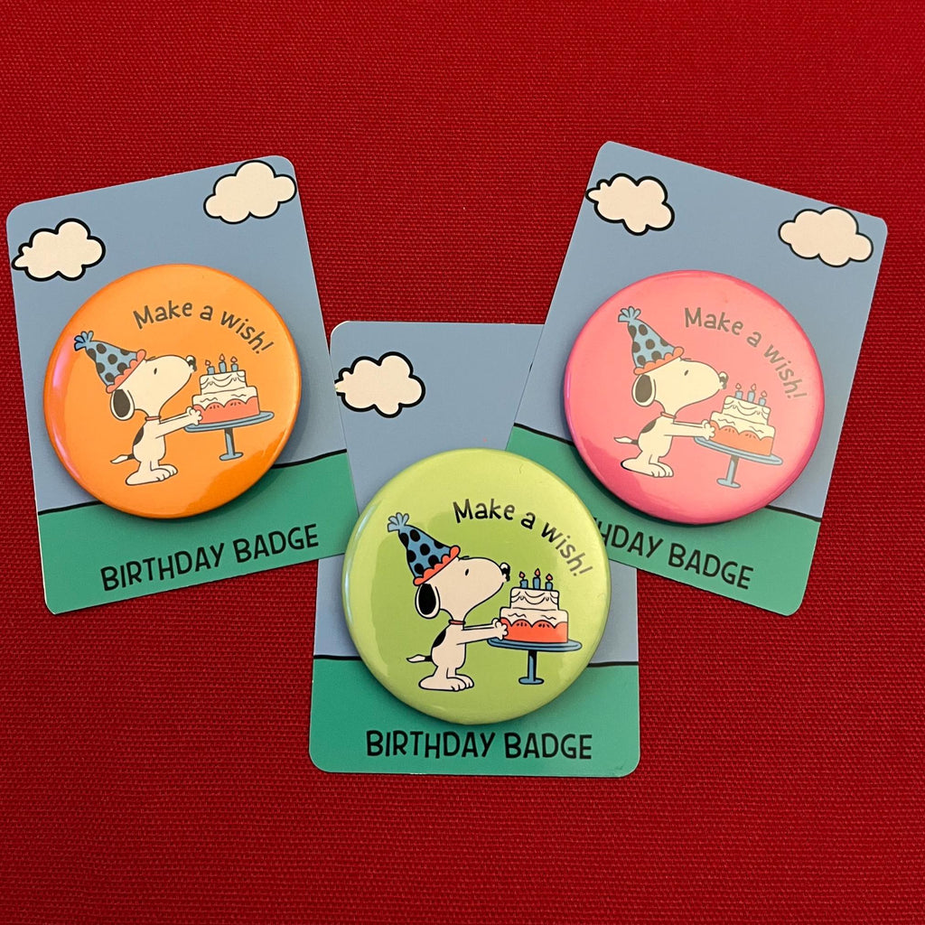Retro Snoopy Birthday Wish Pin - Colourful Cartoon Party Badge