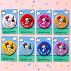 Retro Snoopy Birthday Girl Pin - Colourful Cartoon Party Badge