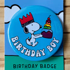 Retro Snoopy Birthday Boy Pin - Colourful Cartoon Party Badge