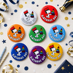 Retro Snoopy Birthday Boy Pin - Colourful Cartoon Party Badge