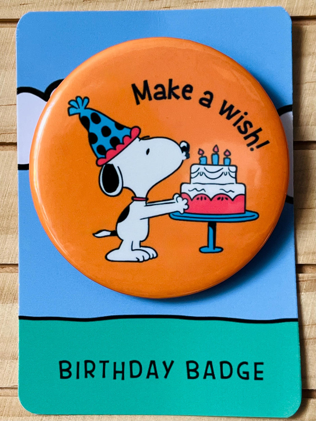 Retro Snoopy Birthday Wish Pin - Colourful Cartoon Party Badge