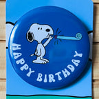 Retro Snoopy Birthday Blowout Badge - Colourful Cartoon Party Badge