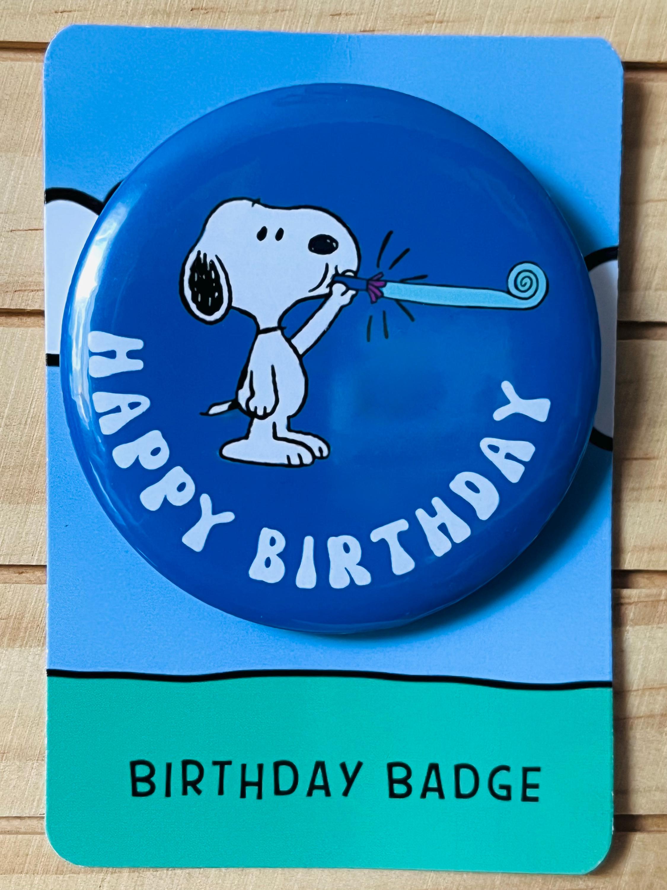 Retro Snoopy Birthday Blowout Badge - Colourful Cartoon Party Badge