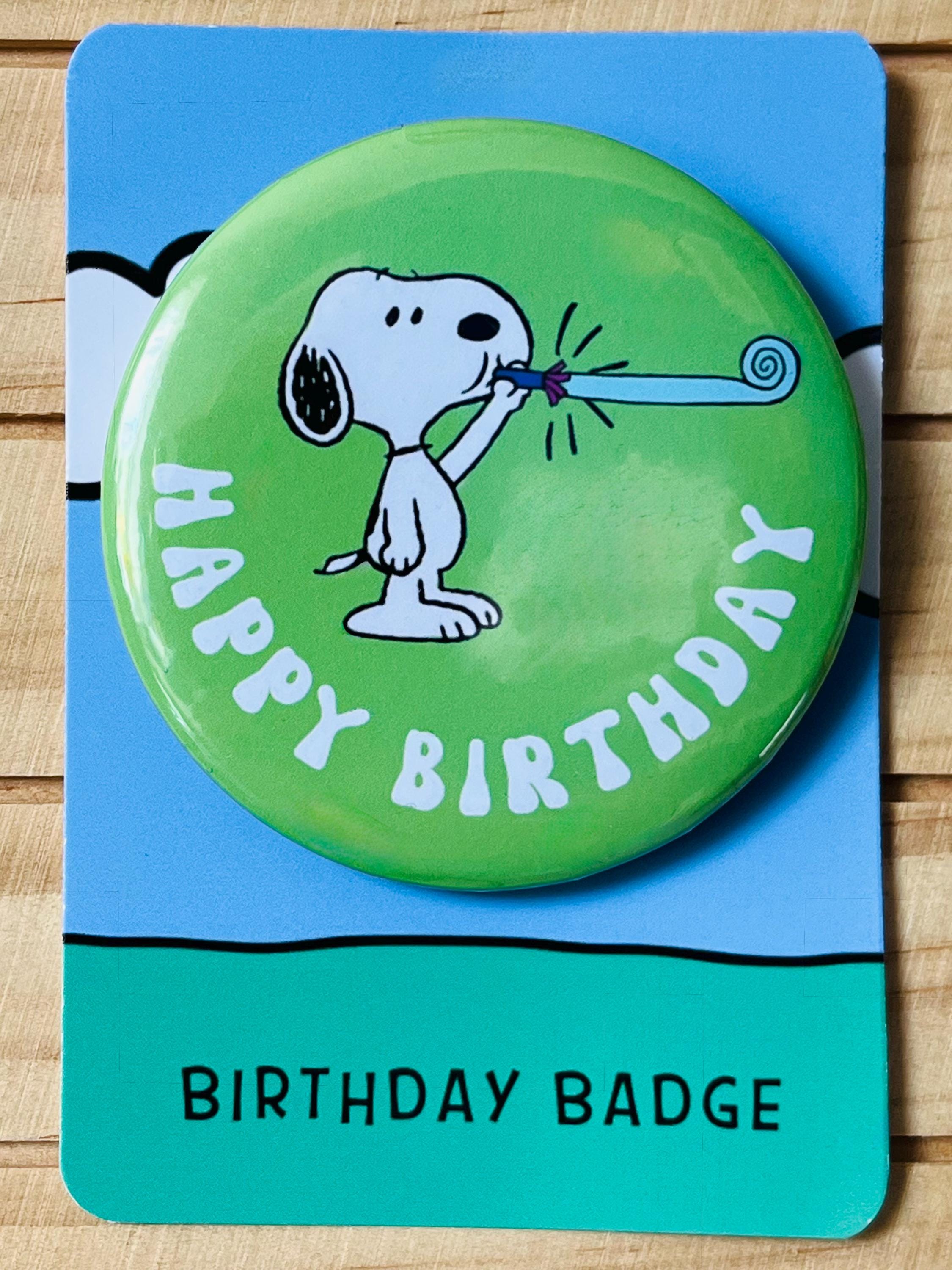 Retro Snoopy Birthday Blowout Badge - Colourful Cartoon Party Badge