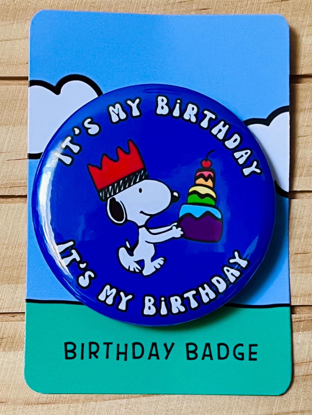 Retro Snoopy It’s my Birthday Pin - Colourful Cartoon Party Badge