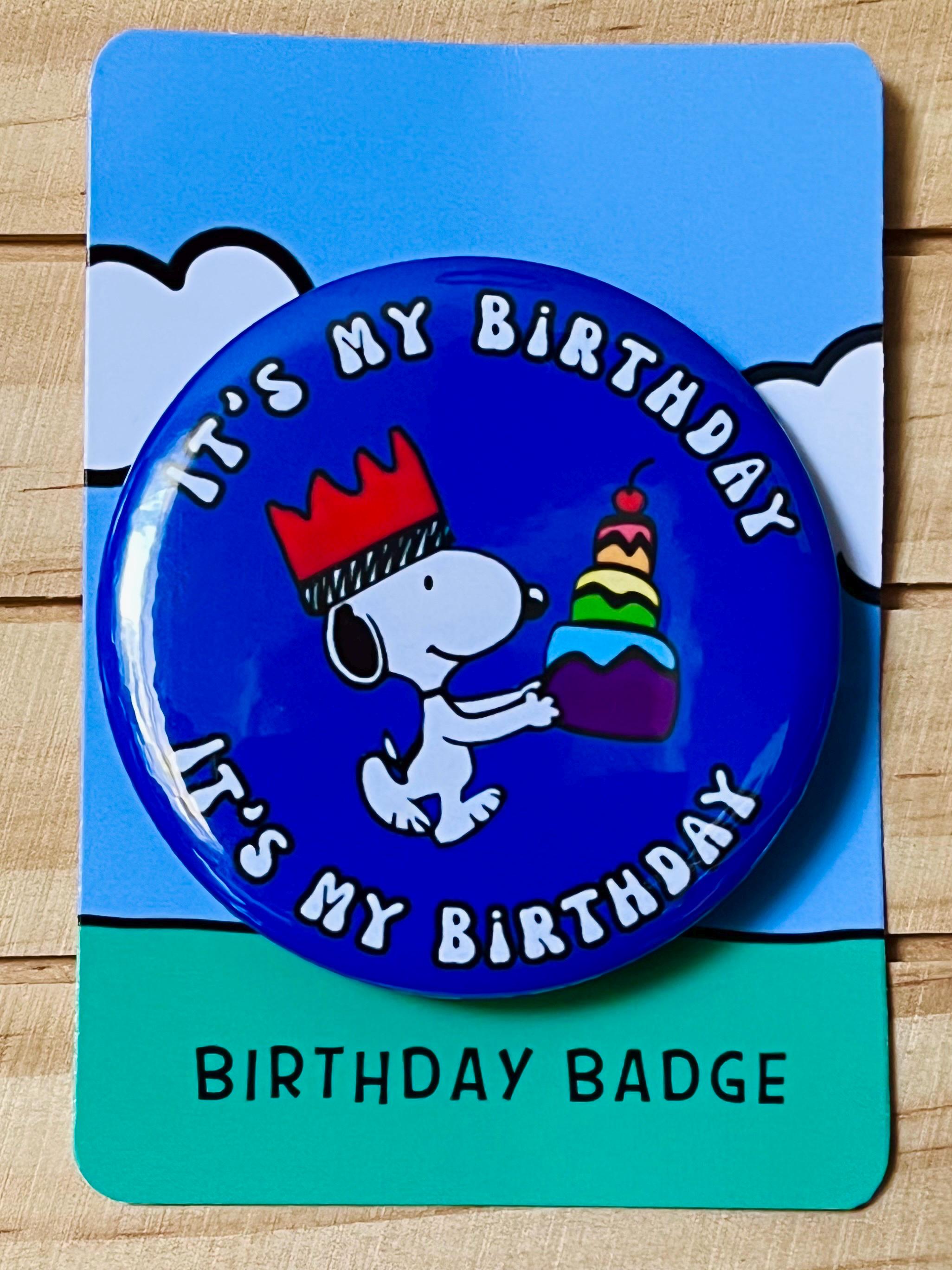 Retro Snoopy It’s my Birthday Pin - Colourful Cartoon Party Badge