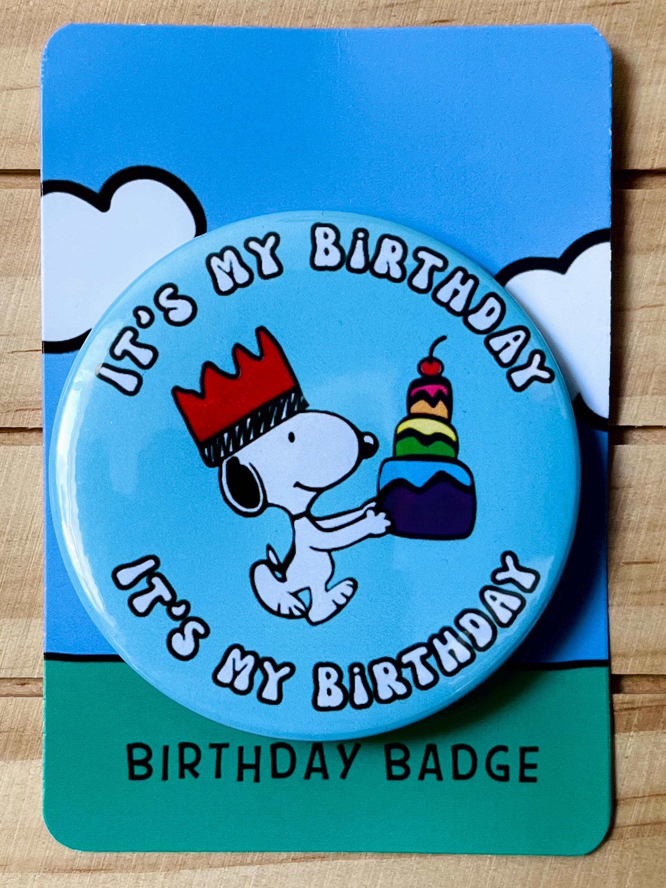 Retro Snoopy It’s my Birthday Pin - Colourful Cartoon Party Badge