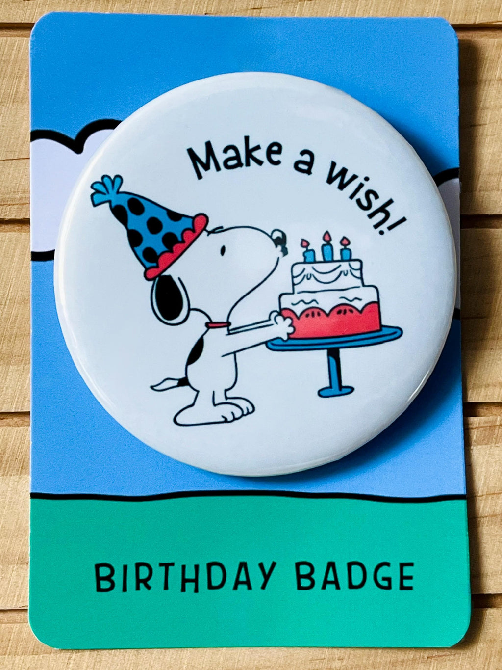 Retro Snoopy Birthday Wish Pin - Colourful Cartoon Party Badge