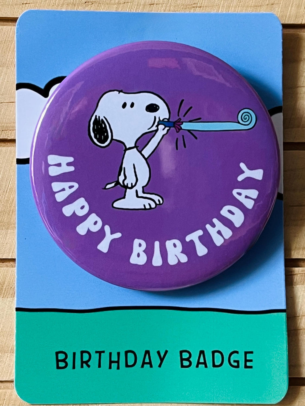 Retro Snoopy Birthday Blowout Badge - Colourful Cartoon Party Badge